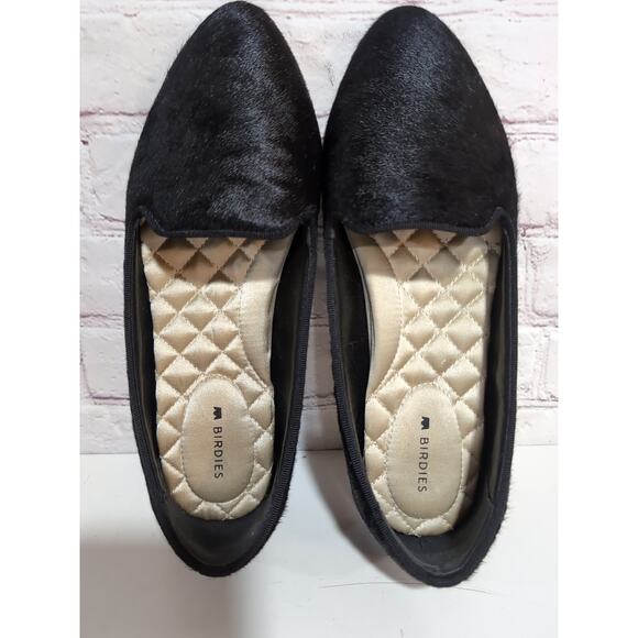 Birdies The Starling Black Calf Hair Fur Loafers Flats Size 6 With Dust Bag - Picture 2 of 13